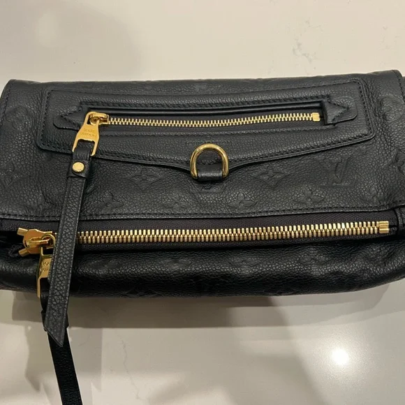 Louis Vuitton Blue/Black Leather Clutch with Gold Accents - Picture 2 of 11